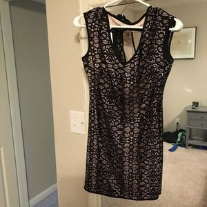 Black and nude bodycon dress